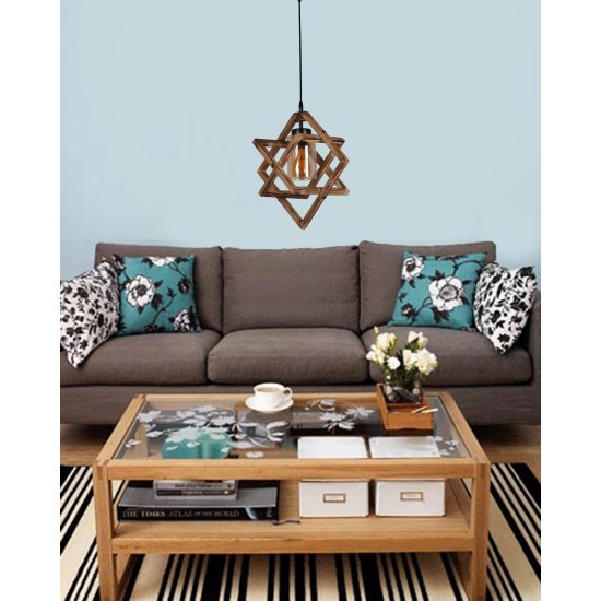Opviq Chandelier Berlin Ahşap Tekli Sarkıt Yanık Brown
