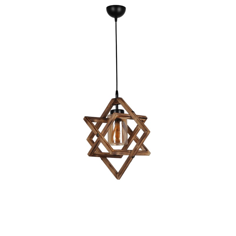 Opviq Chandelier Berlin Ahşap Tekli Sarkıt Yanık Brown