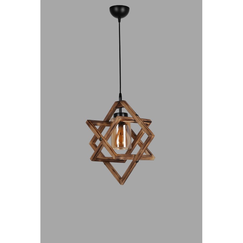 Opviq Chandelier Berlin Ahşap Tekli Sarkıt Yanık Brown