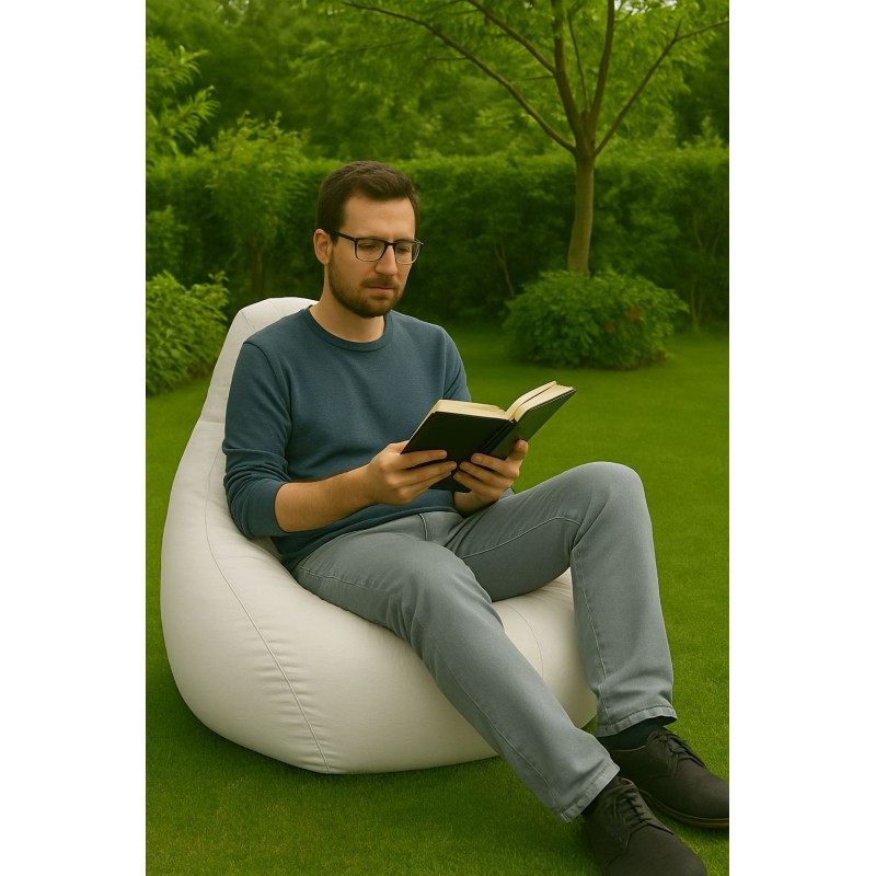 Bean Bag Deri Armut - White White