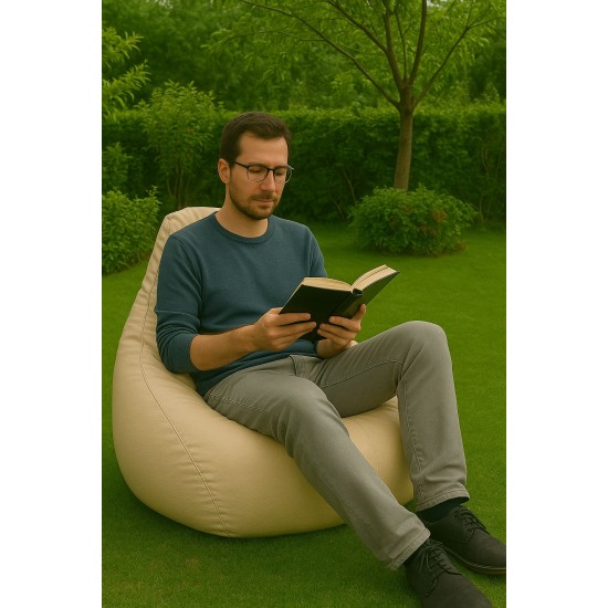 Bean Bag Deri Armut - Cream Cream Atelier del Sofa Bean Bag Deri Armut - Cream Cream