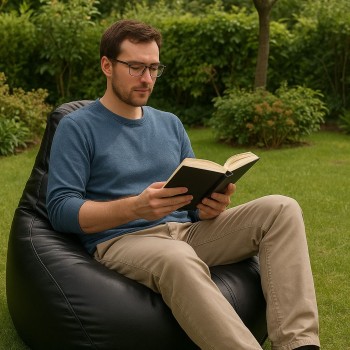 Bean Bag Deri Armut - Black Black