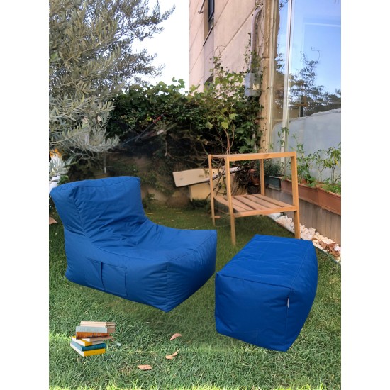 Bean Bag Set (2 Pieces) Xxl Sedir - Blue Blue Bean Bag Set (2 Pieces) Xxl Sedir - Blue Blue