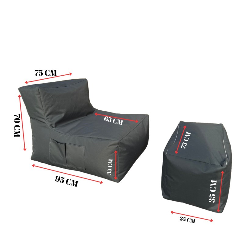Bean Bag Set (2 Pieces) Xxl Sedir - Blue Blue