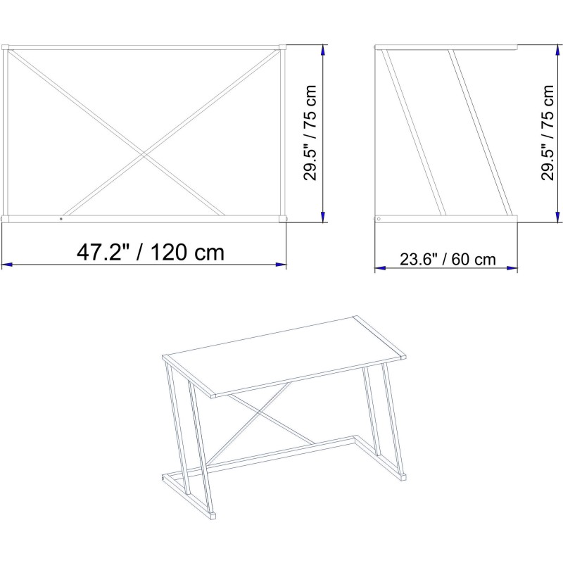 Study Desk Anemon - White, Gold White
Gold