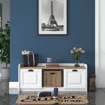 Παπουτσοθήκη P2 - 1808 - Χρώμα Λευκό & Καρυδί - 120x40x45εκ