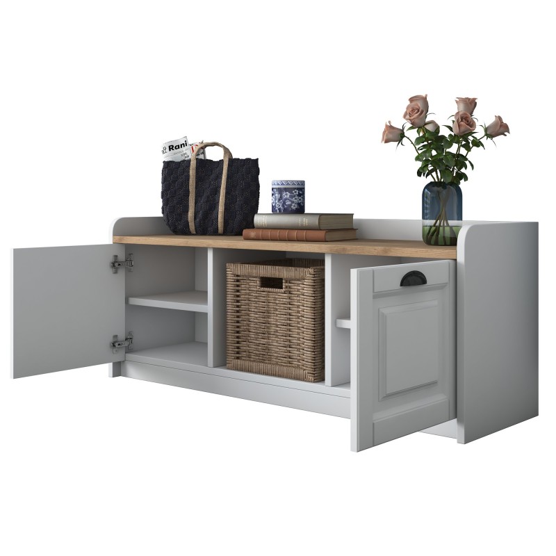 Παπουτσοθήκη P2 - 1808 - Χρώμα Λευκό & Καρυδί - 120x40x45εκ