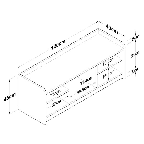 Παπουτσοθήκη P2 - 1808 - Χρώμα Λευκό & Καρυδί - 120x40x45εκ