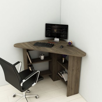Study Desk Corner - Walnut Walnut