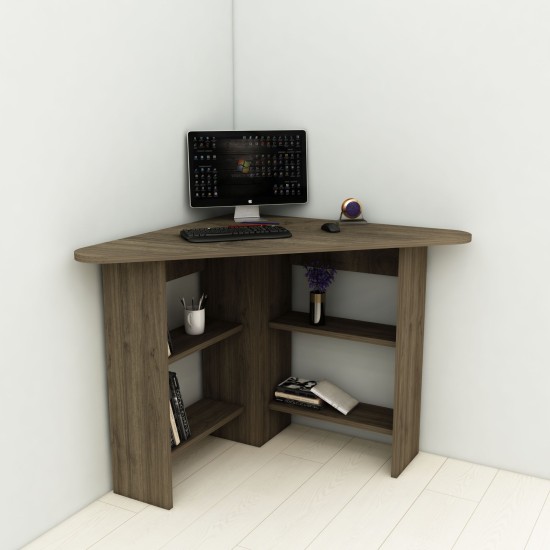 Study Desk Corner - Walnut Walnut Study Desk Corner - Walnut Walnut