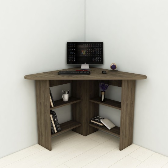 Study Desk Corner - Walnut Walnut Study Desk Corner - Walnut Walnut