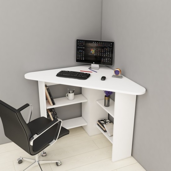 Study Desk Corner - White White Hanah Home Study Desk Corner - White White