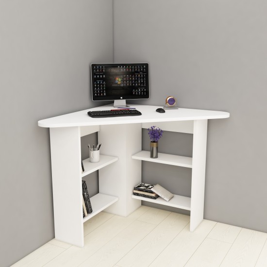 Study Desk Corner - White White Hanah Home Study Desk Corner - White White