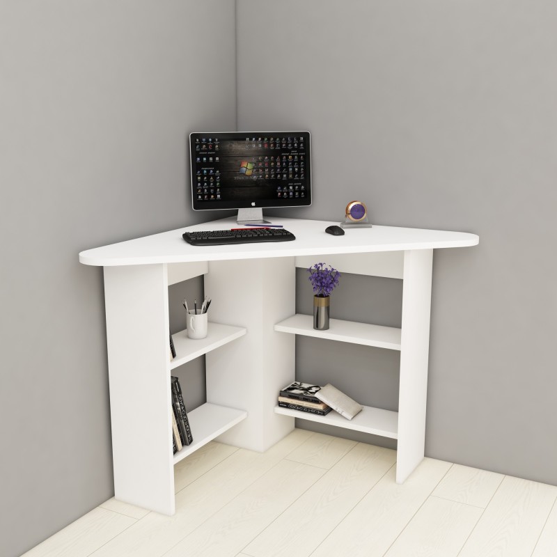 Hanah Home Study Desk Corner - White White