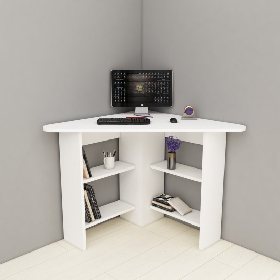 Study Desk Corner - White White Hanah Home Study Desk Corner - White White