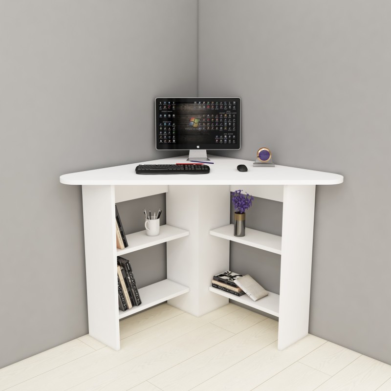 Hanah Home Study Desk Corner - White White