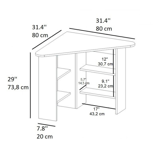 Study Desk Corner - White White Hanah Home Study Desk Corner - White White