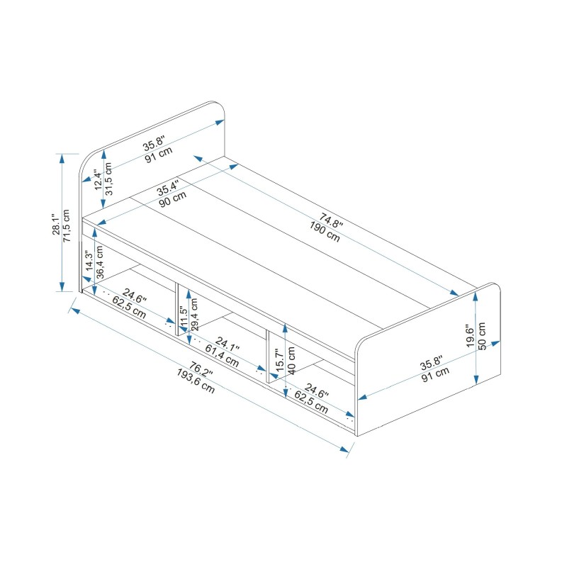 Single Bedstead Akser - Atlantic Pine, Anthracite Atlantic Pine
Anthracite