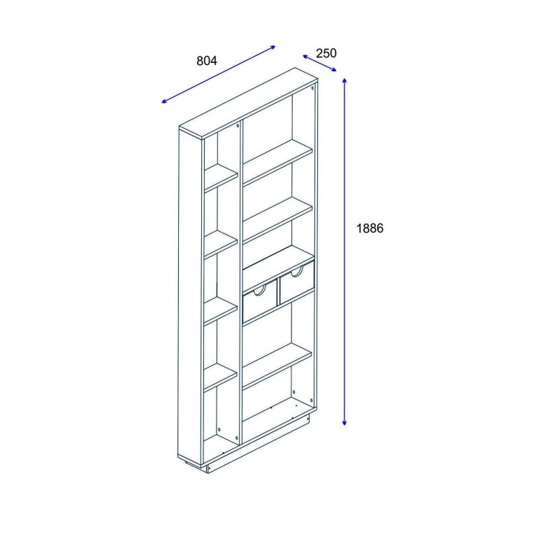 Βιβλιοθήκη - Luma - χρώμα Καρυδί & Λευκό - 81x25x189εκ