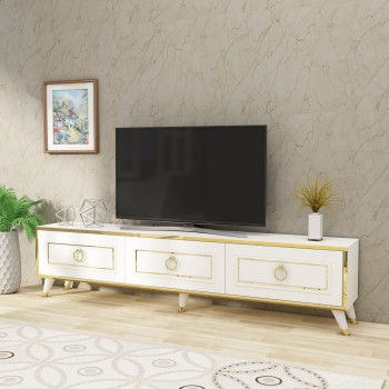 TV Stand Sona - White, Gold White
Gold