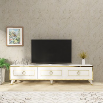 TV Stand Sona - White, Gold White
Gold