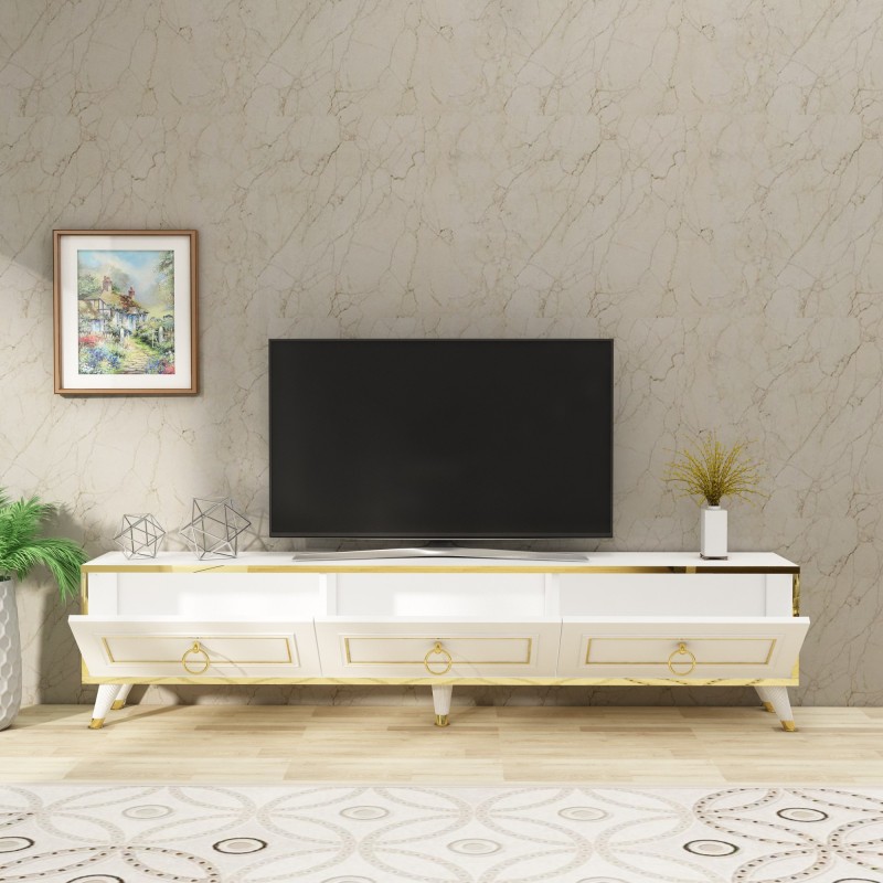 TV Stand Sona - White, Gold White
Gold