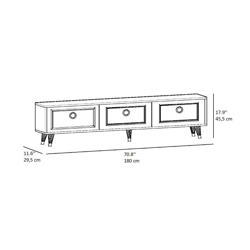 TV Stand Sona - White, Gold White
Gold