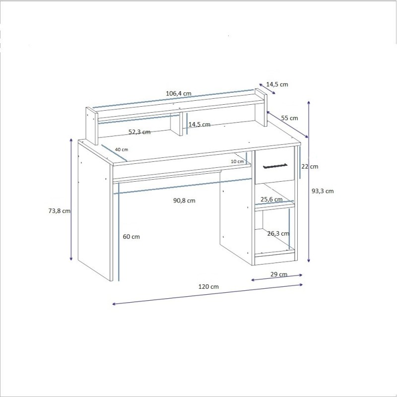 Study Desk Eslem - White White
