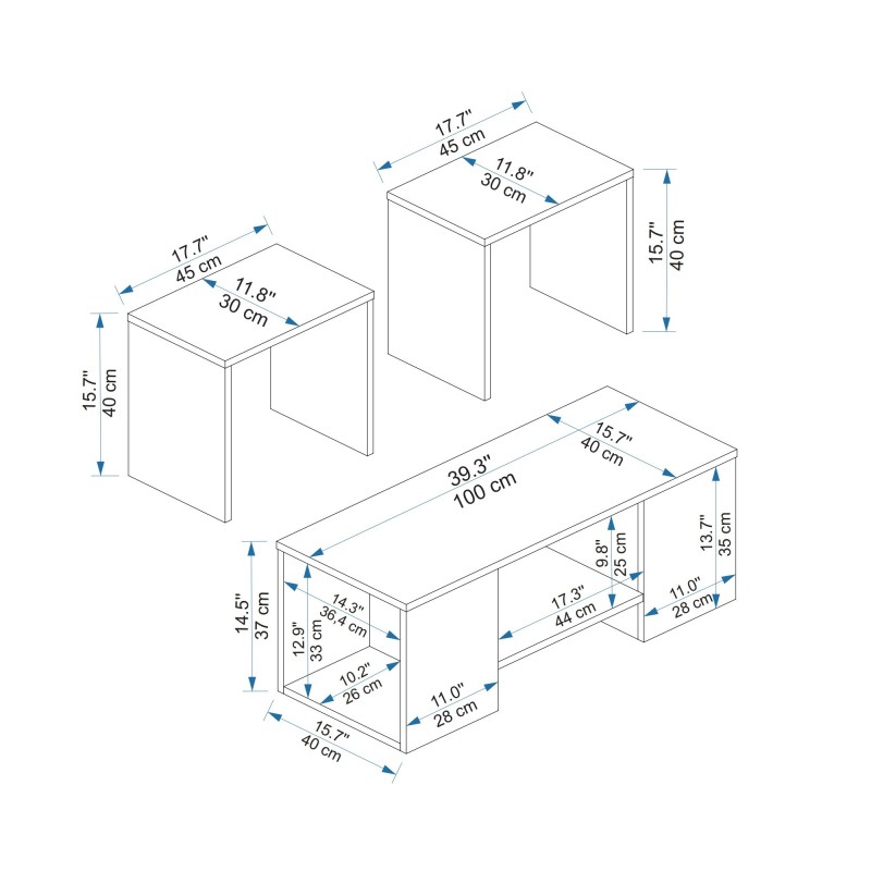 Coffee Table Set Sartos - Atlantic Pine, Beige Atlantic Pine
Beige