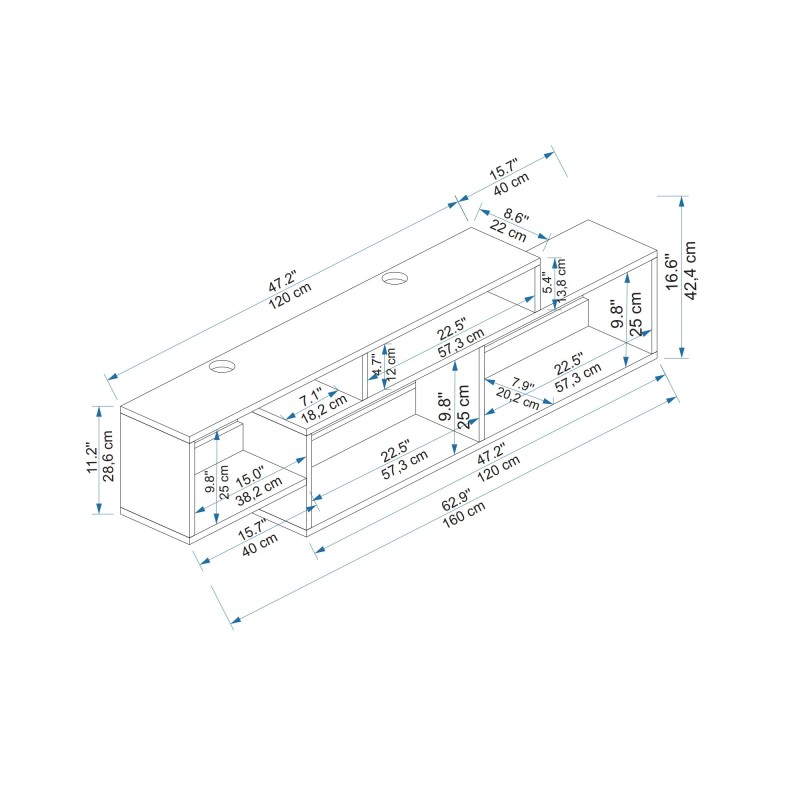 TV Stand Atlantis - Light Walnut, Anthracite Light Walnut
Anthracite
