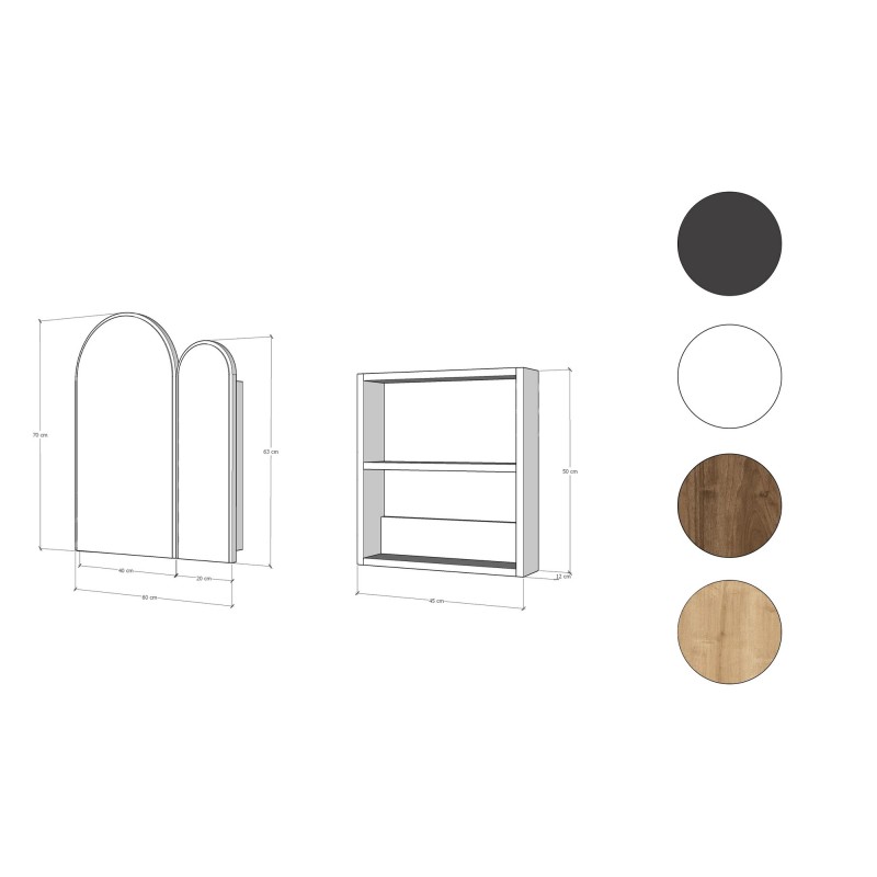 Ντουλάπι - Καθρέφτης Μπάνιου Classe - Χρώμα Μαύρο -12x50x60εκ