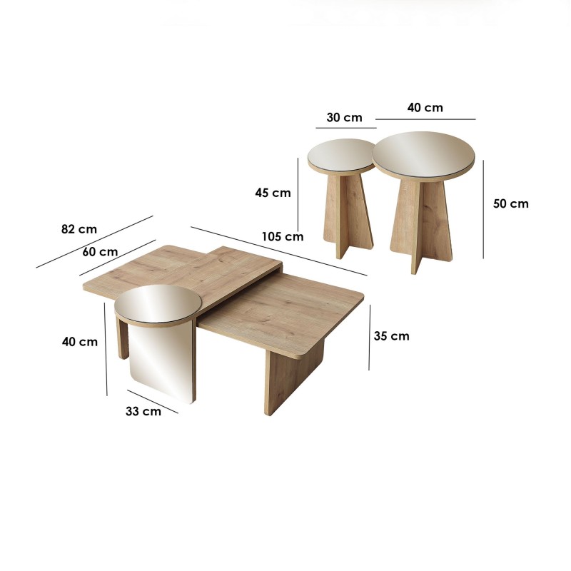 Coffee Table Set Luna 4 - Bronzie, Sapphire Oak Bronzie
Saphhire Oak