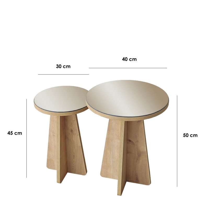 Side Table Set Luna 2 - Bronzie, Sapphire Oak Bronzie
Saphhire Oak