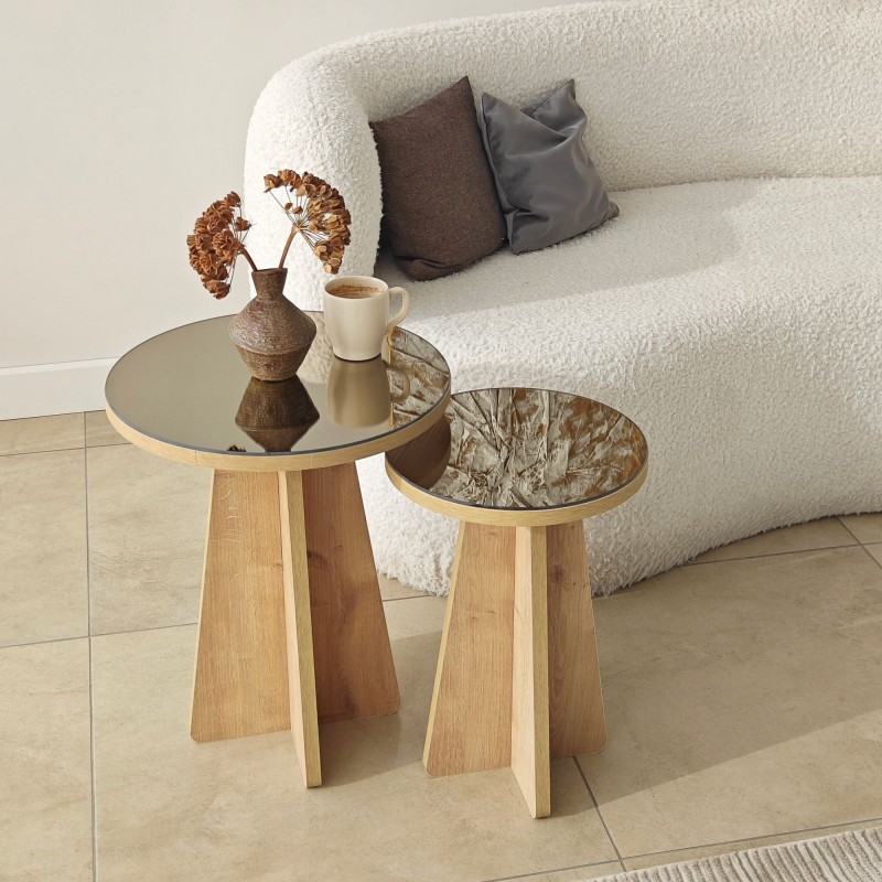 Side Table Set Luna 2 - Bronzie, Sapphire Oak Bronzie
Saphhire Oak