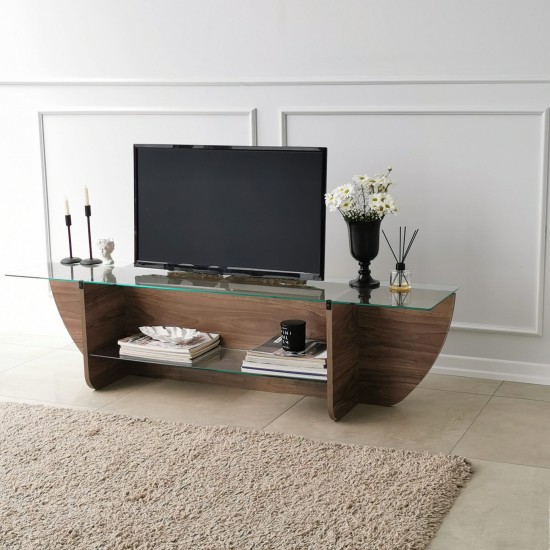 Έπιπλο Τηλεόρασης - Lily TV - Χρώμα Καρυδί - 158x35x40εκ Έπιπλο Τηλεόρασης - Lily TV - Χρώμα Καρυδί - 158x35x40εκ