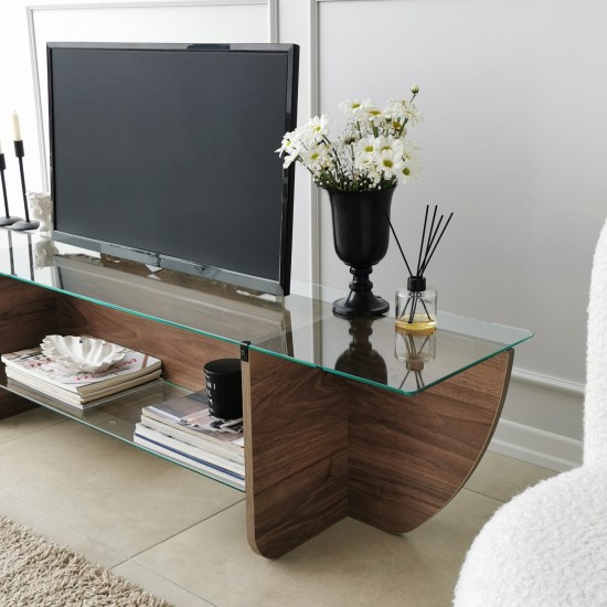 Έπιπλο Τηλεόρασης - Lily TV - Χρώμα Καρυδί - 158x35x40εκ Έπιπλο Τηλεόρασης - Lily TV - Χρώμα Καρυδί - 158x35x40εκ