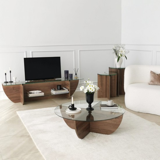 Έπιπλο Τηλεόρασης - Lily TV - Χρώμα Καρυδί - 158x35x40εκ Έπιπλο Τηλεόρασης - Lily TV - Χρώμα Καρυδί - 158x35x40εκ