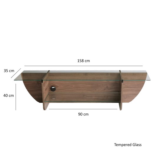 Έπιπλο Τηλεόρασης - Lily TV - Χρώμα Καρυδί - 158x35x40εκ Έπιπλο Τηλεόρασης - Lily TV - Χρώμα Καρυδί - 158x35x40εκ