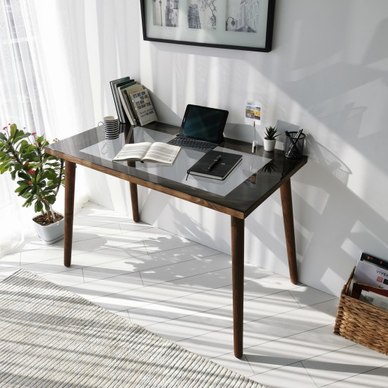 Study Desk Cozy Çalışma Masası Ahşap Temperli Cam Walnut Study Desk Cozy Çalışma Masası Ahşap Temperli Cam Walnut