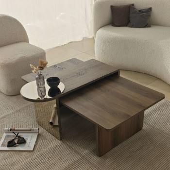 Coffee Table Set Luna 2 - Bronzie, Walnut Bronzie
Walnut