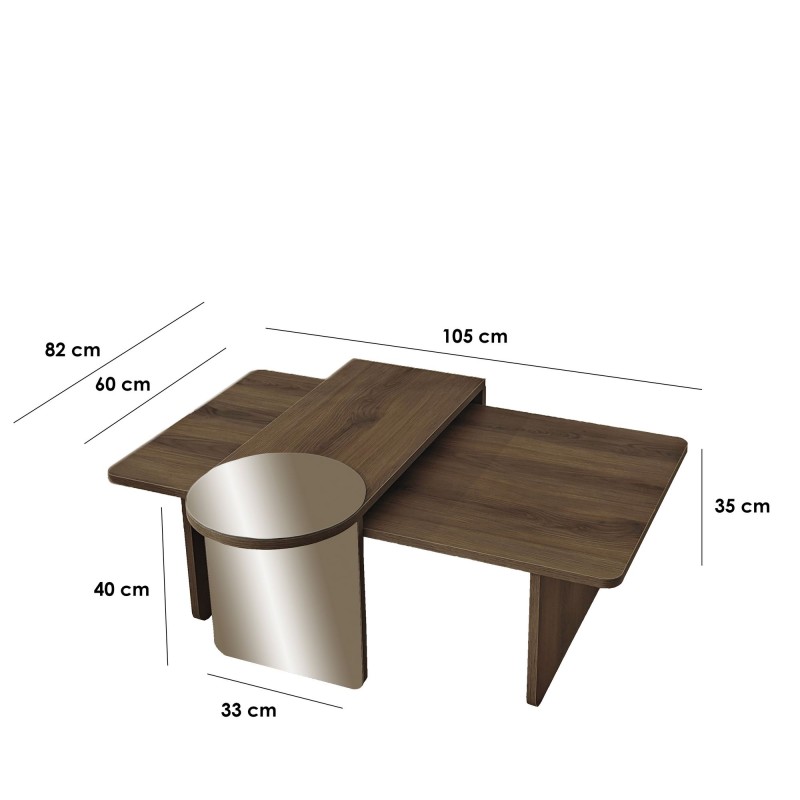 Coffee Table Set Luna 2 - Bronzie, Walnut Bronzie
Walnut