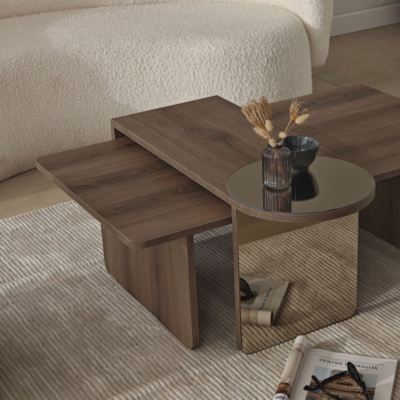 Coffee Table Set Luna 2 - Bronzie, Walnut Bronzie
Walnut