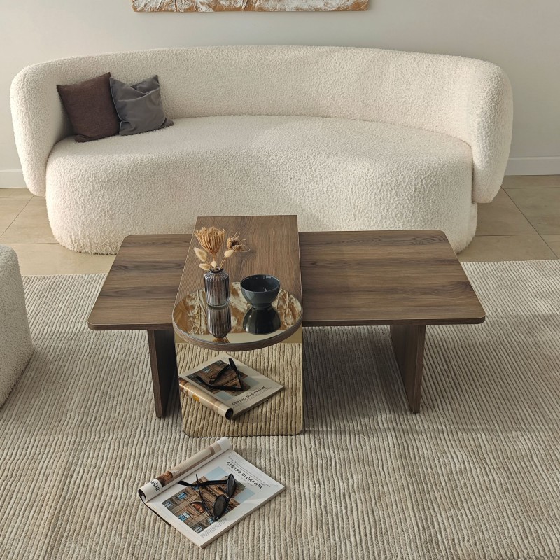 Coffee Table Set Luna 2 - Bronzie, Walnut Bronzie
Walnut