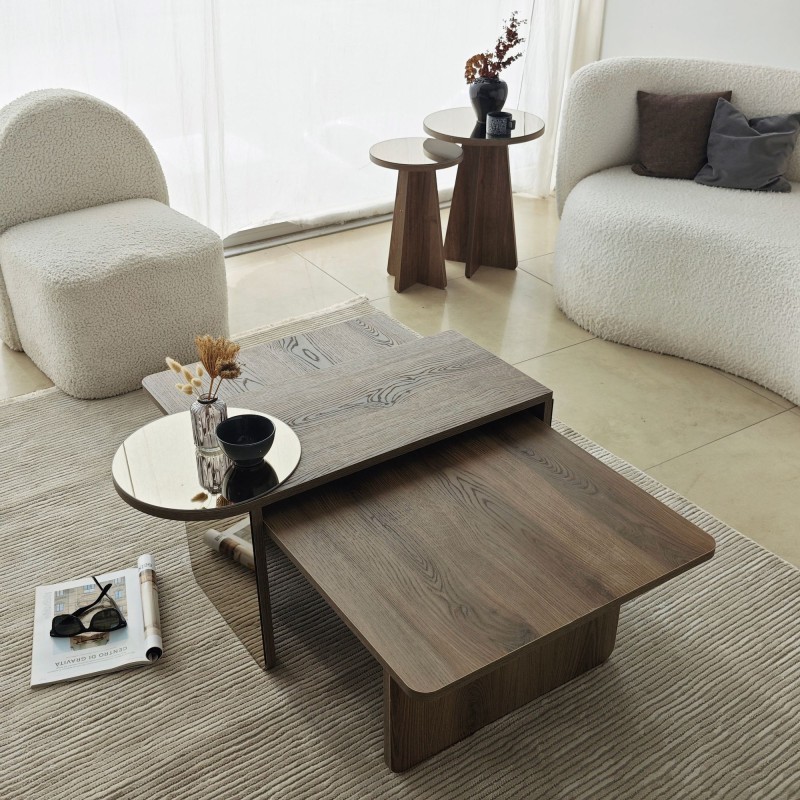Coffee Table Set Luna 4 - Bronzie, Walnut Bronzie
Walnut