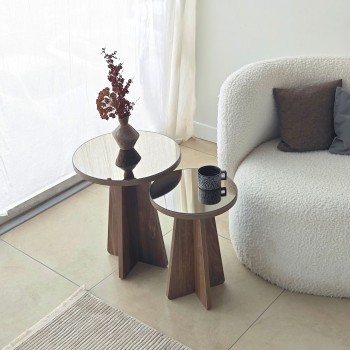 Side Table Set Luna 2 - Bronzie, Walnut Bronzie
Walnut