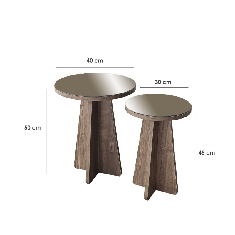 Side Table Set Luna 2 - Bronzie, Walnut Bronzie
Walnut