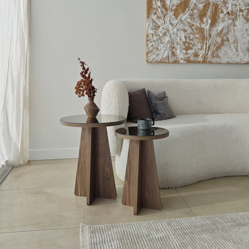 Side Table Set Luna 2 - Bronzie, Walnut Bronzie
Walnut