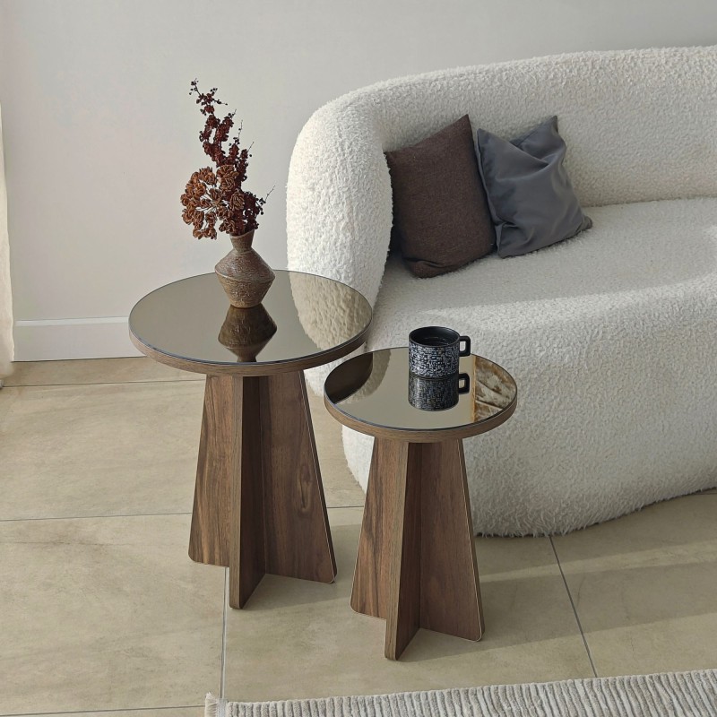 Side Table Set Luna 2 - Bronzie, Walnut Bronzie
Walnut
