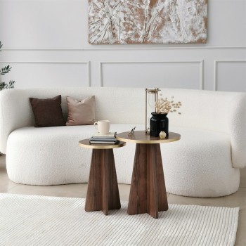 Coffee Table Set Mushroom 2 - Gold, Walnut Gold
Walnut