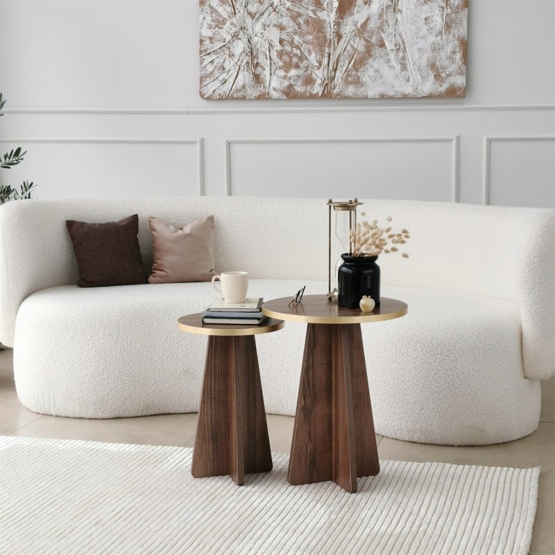 Coffee Table Set Mushroom 2 - Gold, Walnut Gold
Walnut